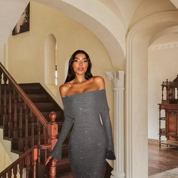 Apricot Party Women's Christmas Cocktail Bodycon Maxi Dress - Picture 4 of 5